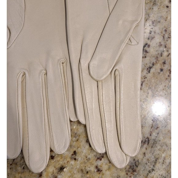 New! Size S 7 Soft Leather Beige 8.5" Formal Gloves Stitching Wrist Detail - Picture 7 of 12